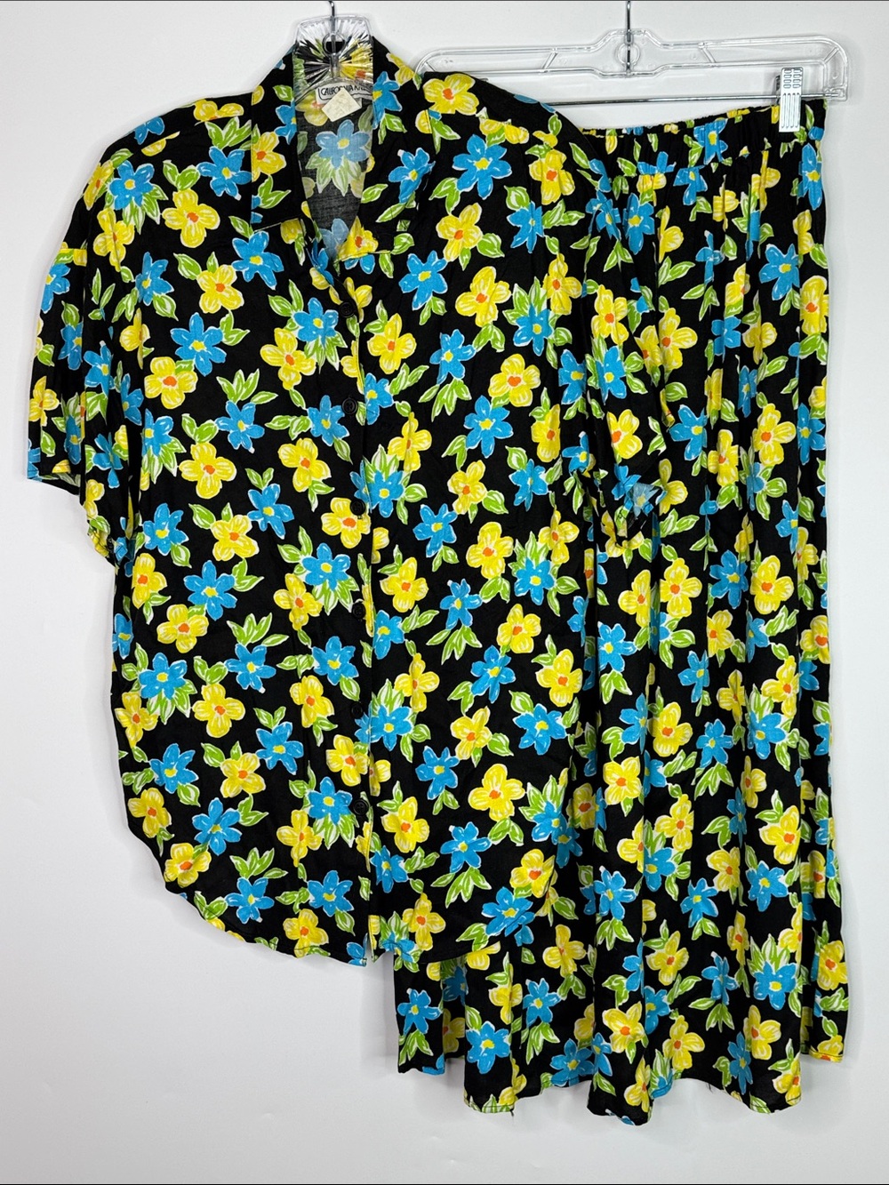 Vintage California Krush Floral Shirt Skirt Set 80s Size S/M 80s